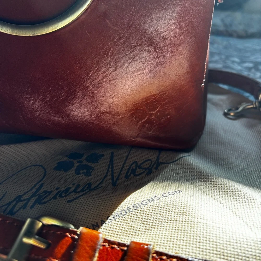 Patricia Nash Brown Empoli Satchel Leather Shoulder Crossbody Handbag—Like New 🌟 - Picture 5 of 5